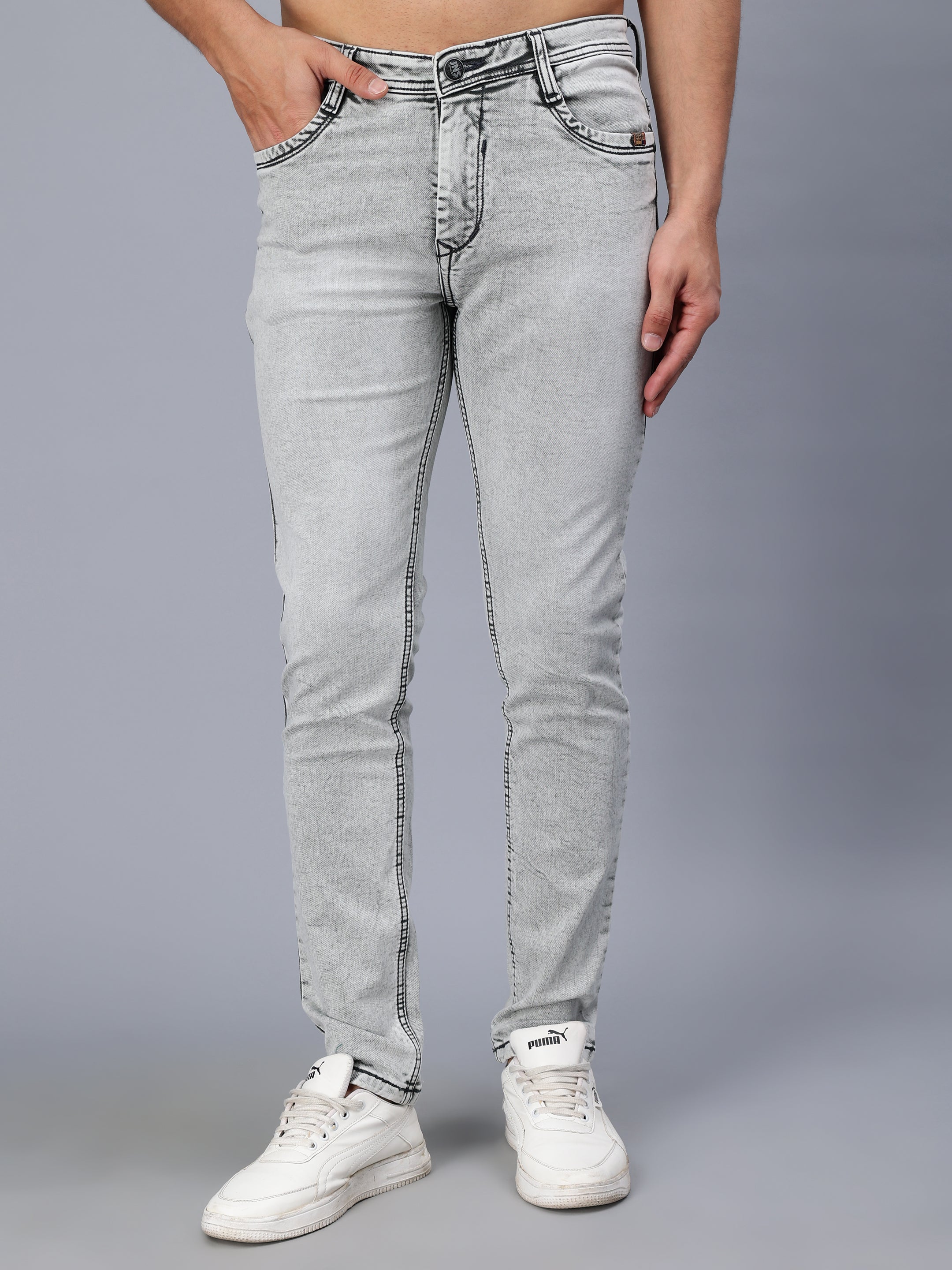 WHITE WASH GREY SKINNY FIT JEANS