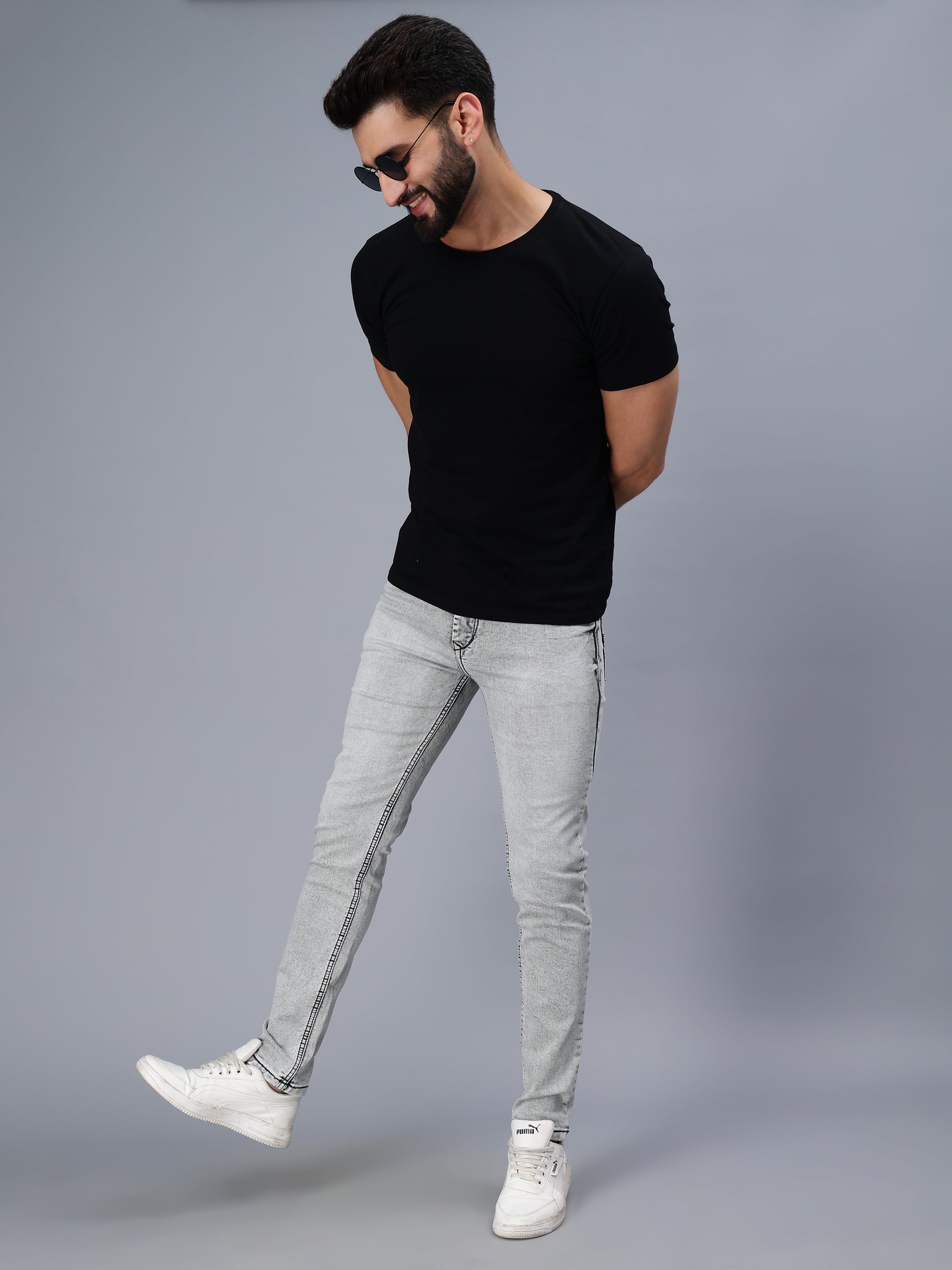 WHITE WASH GREY SKINNY FIT JEANS