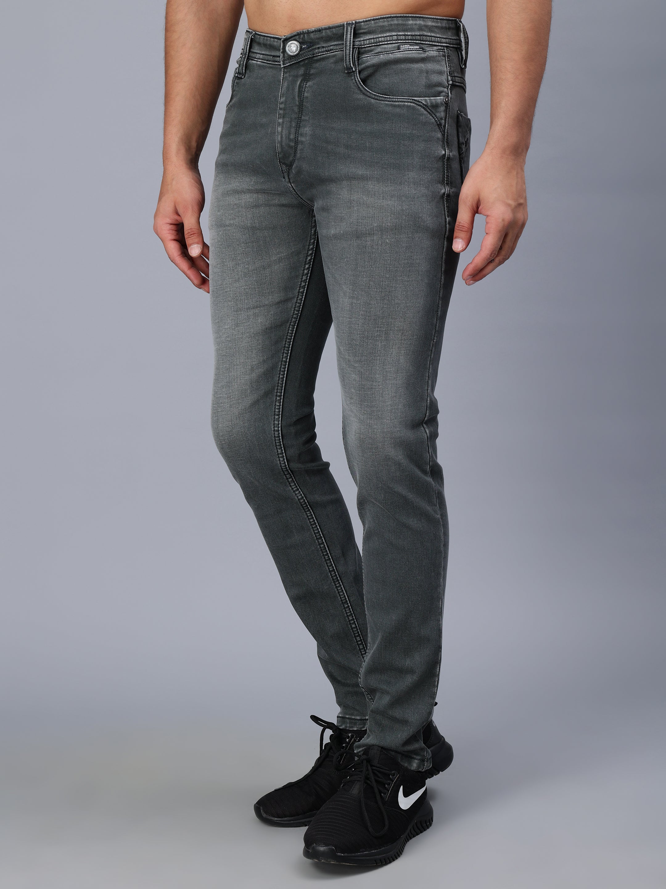 GRAYISH-GREEN WASH SKINNY FIT JEANS