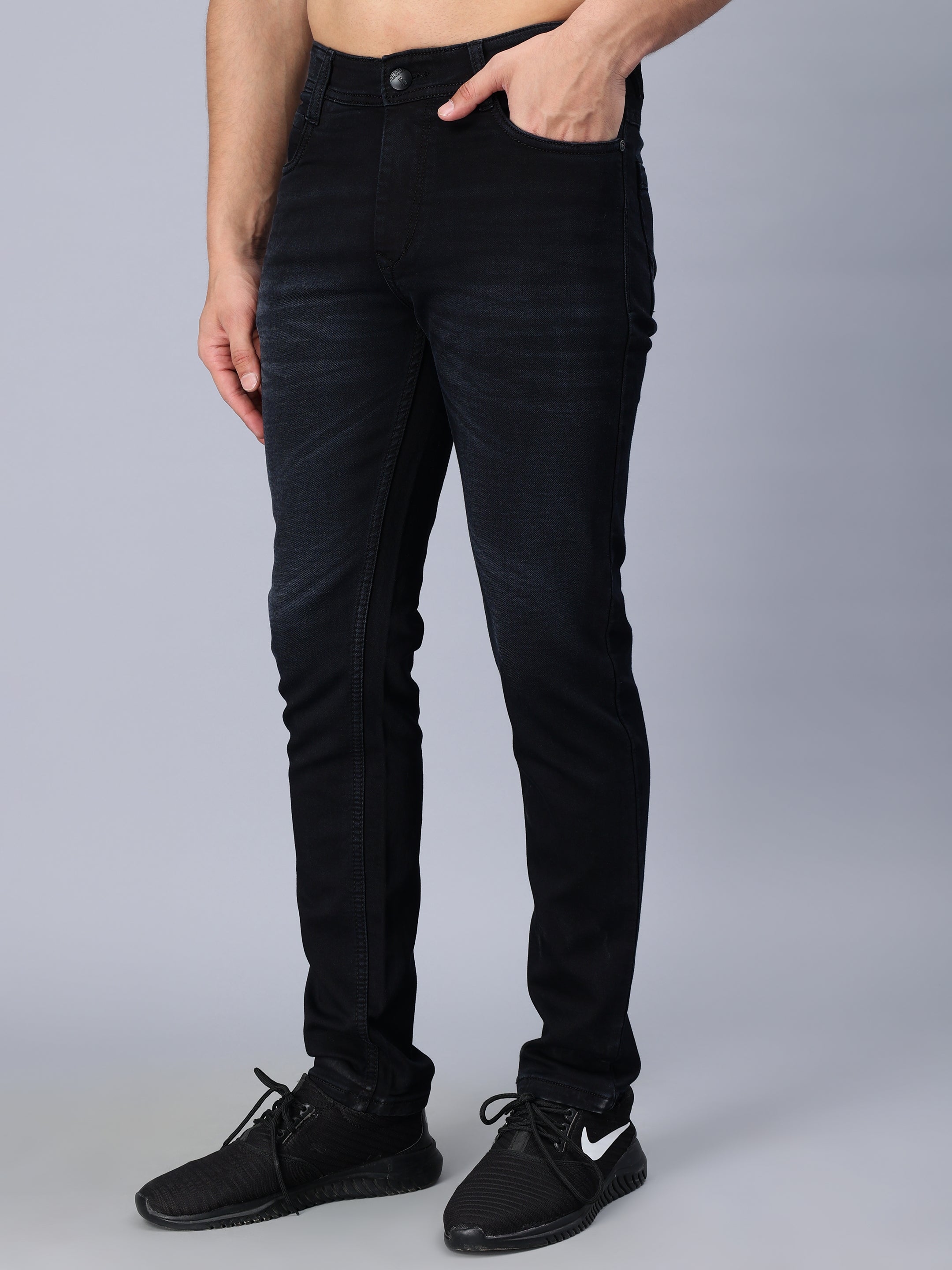 DARK BLUE RAW WASH SKINNY FIT JEANS