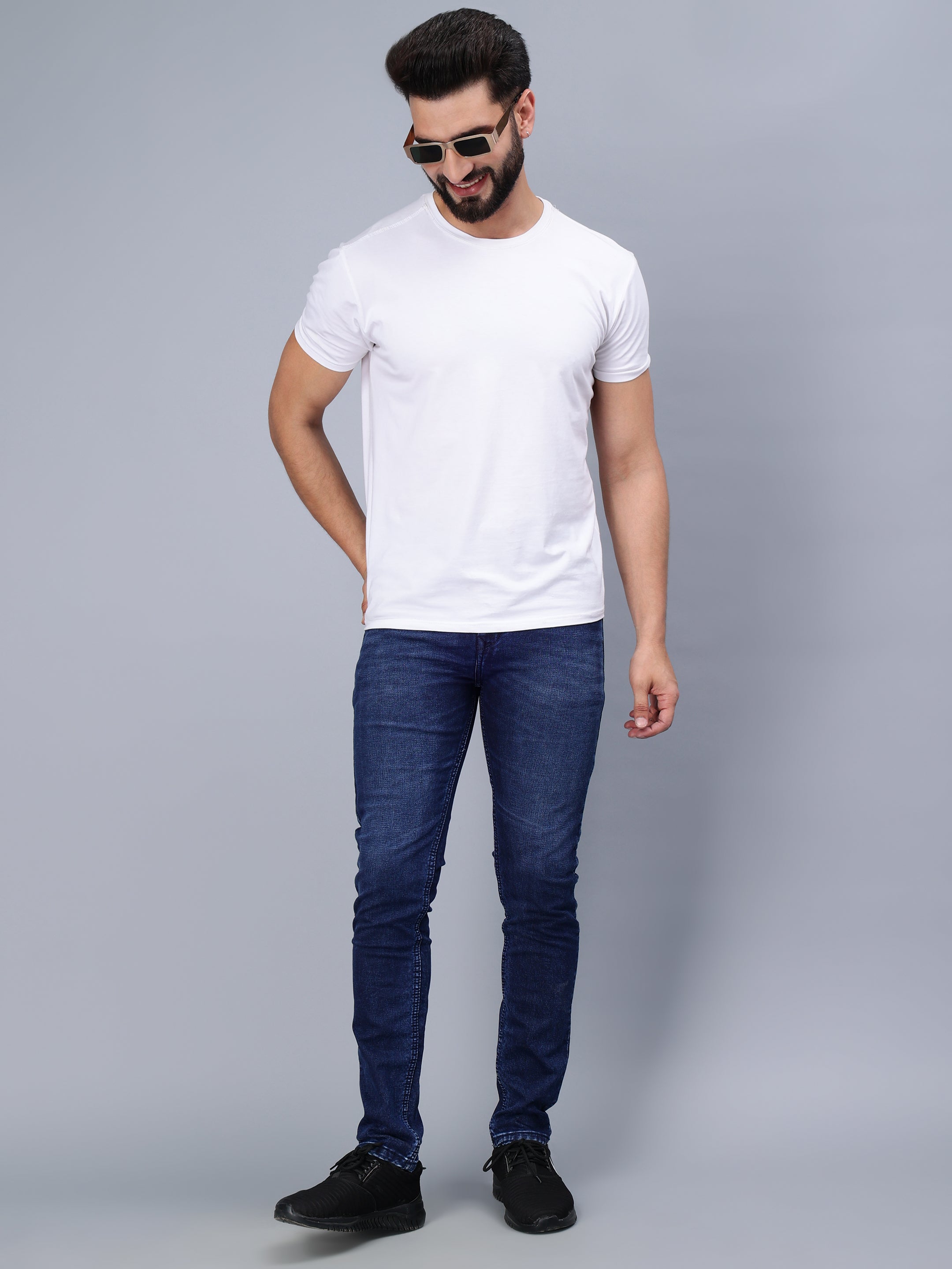 DARK BLUE WASH SKINNY FIT JEANS