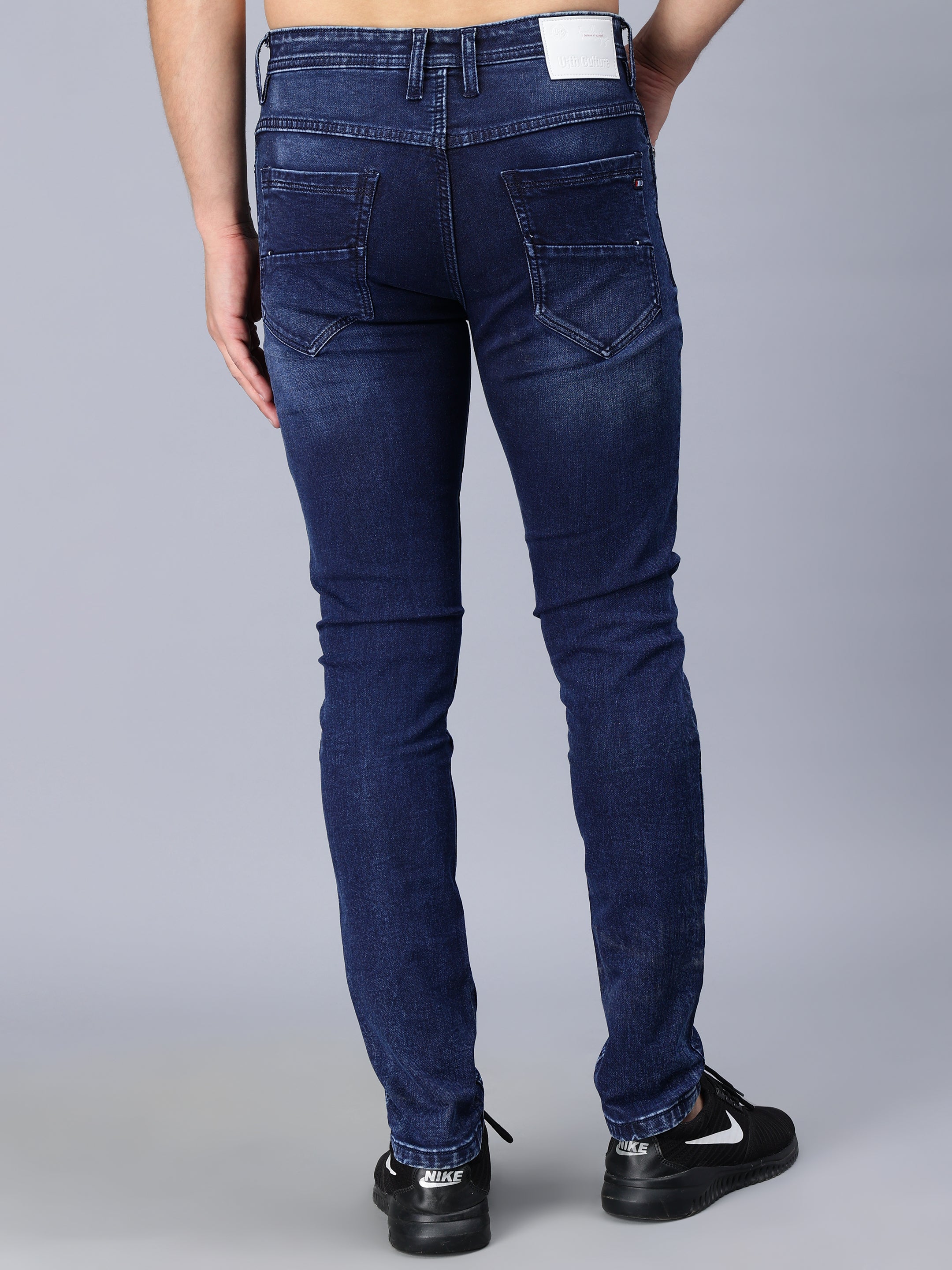 DARK BLUE WASH SKINNY FIT JEANS