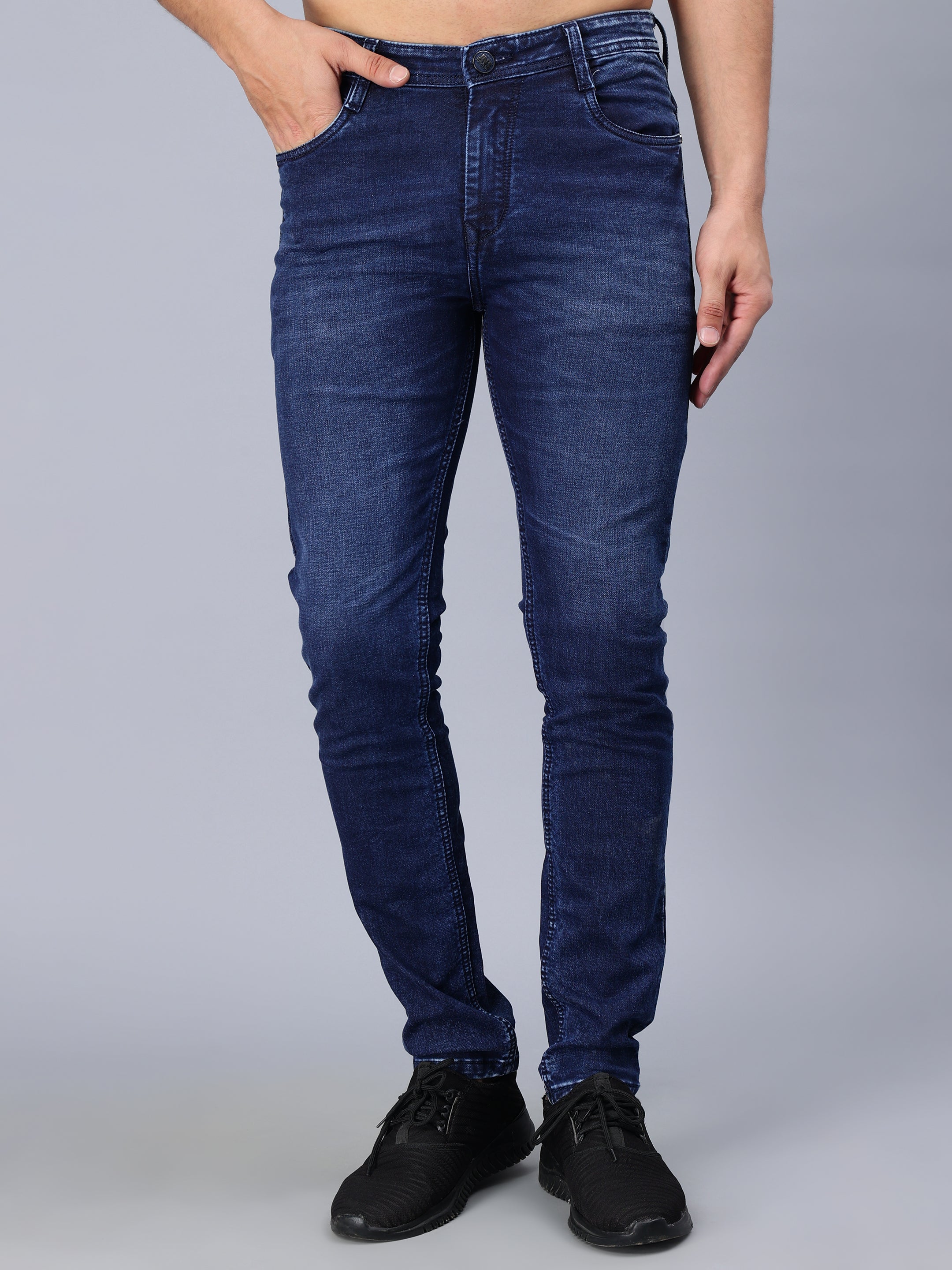 DARK BLUE WASH SKINNY FIT JEANS