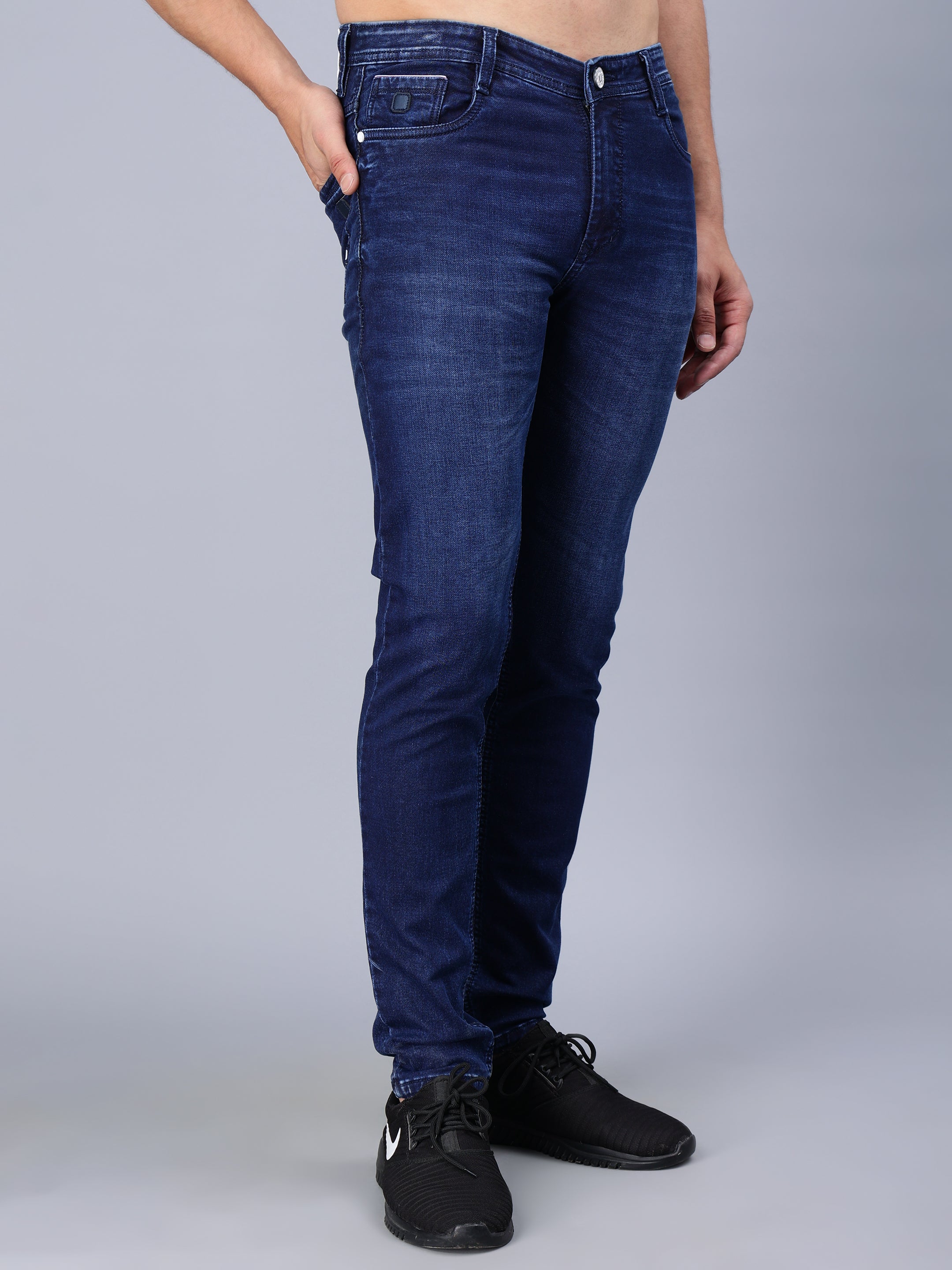 DARK BLUE WASH SKINNY FIT JEANS