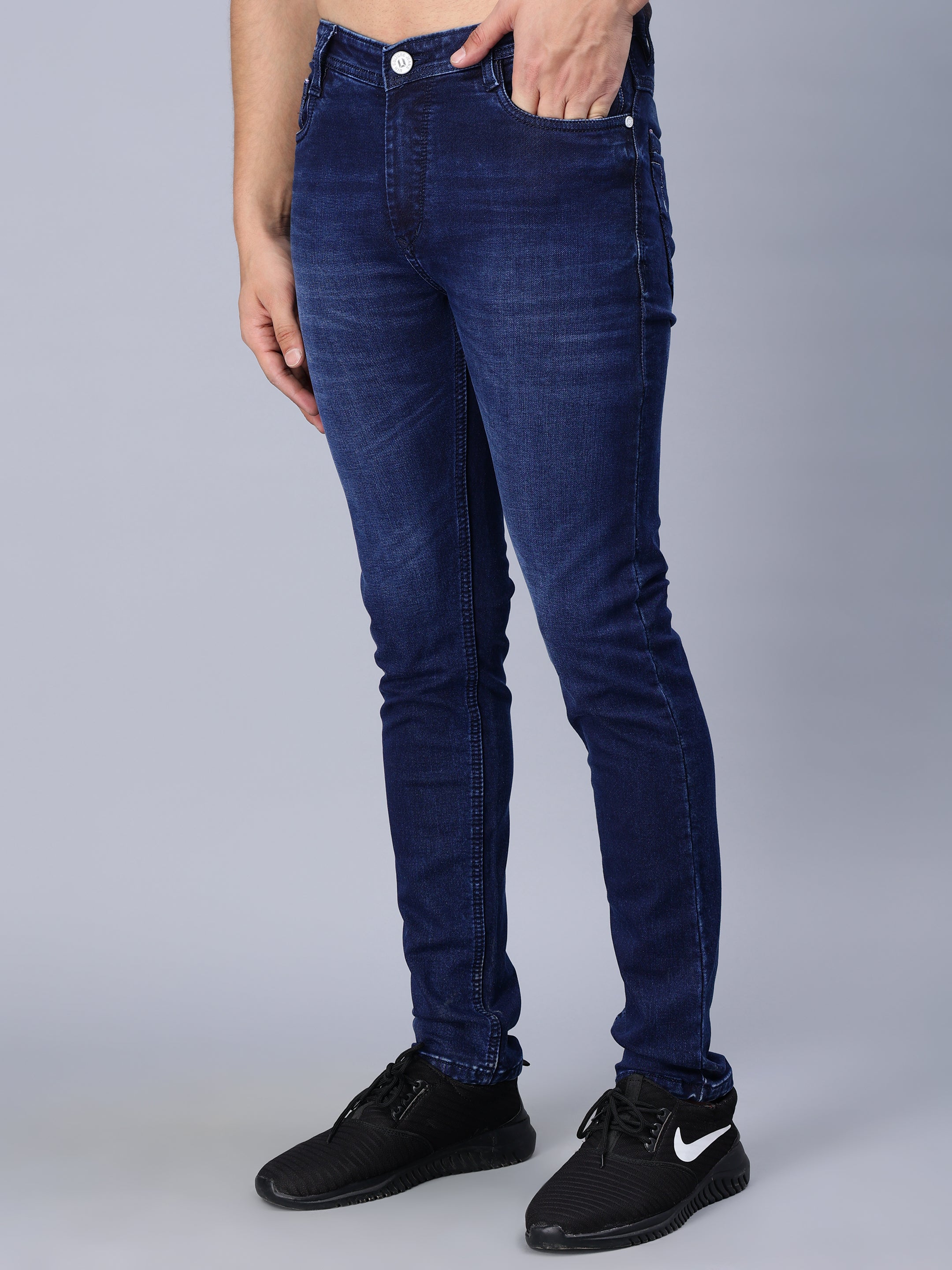 DARK BLUE WASH SKINNY FIT JEANS