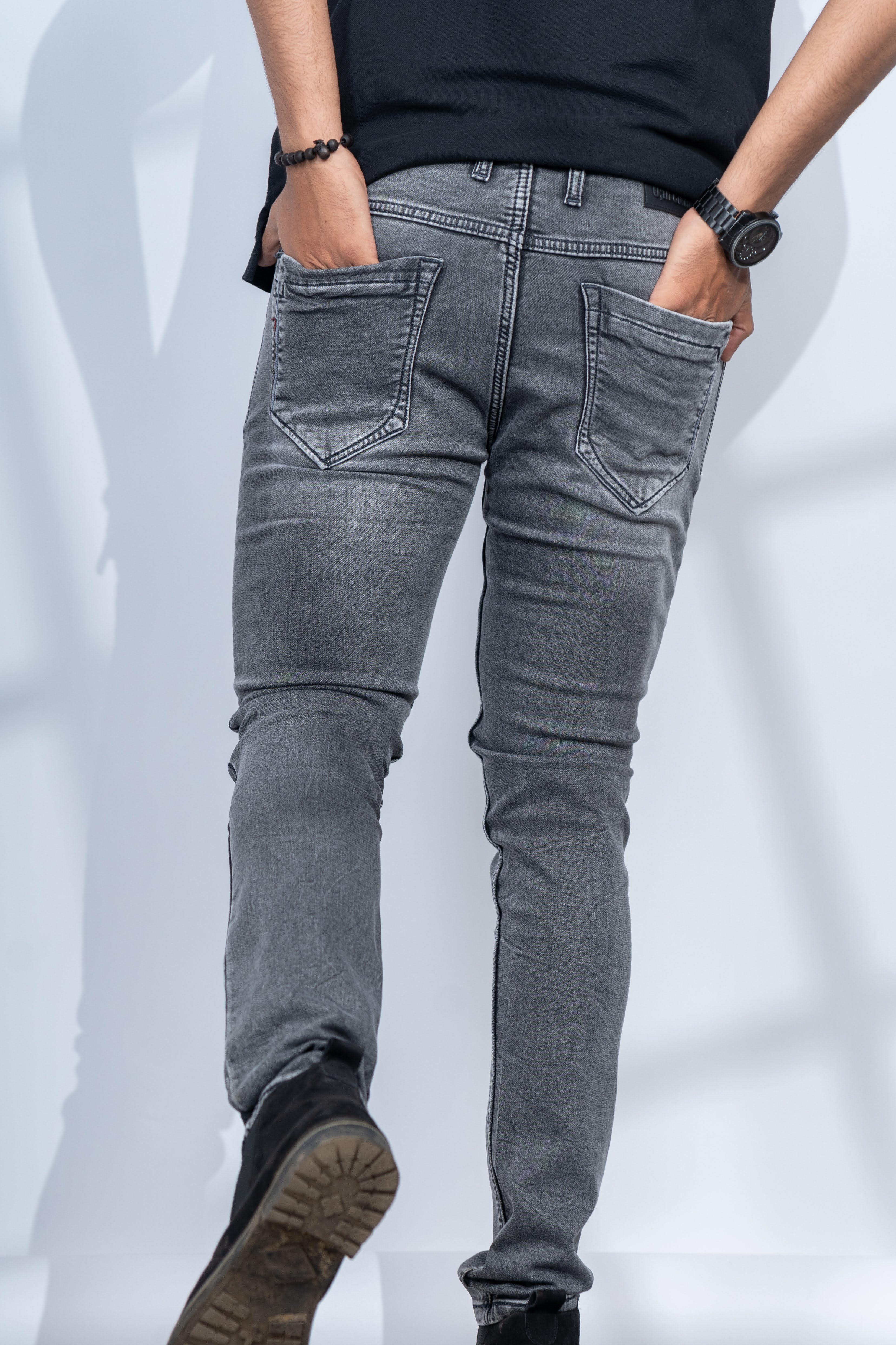 STONE GREY SKINNY FIT JEANS