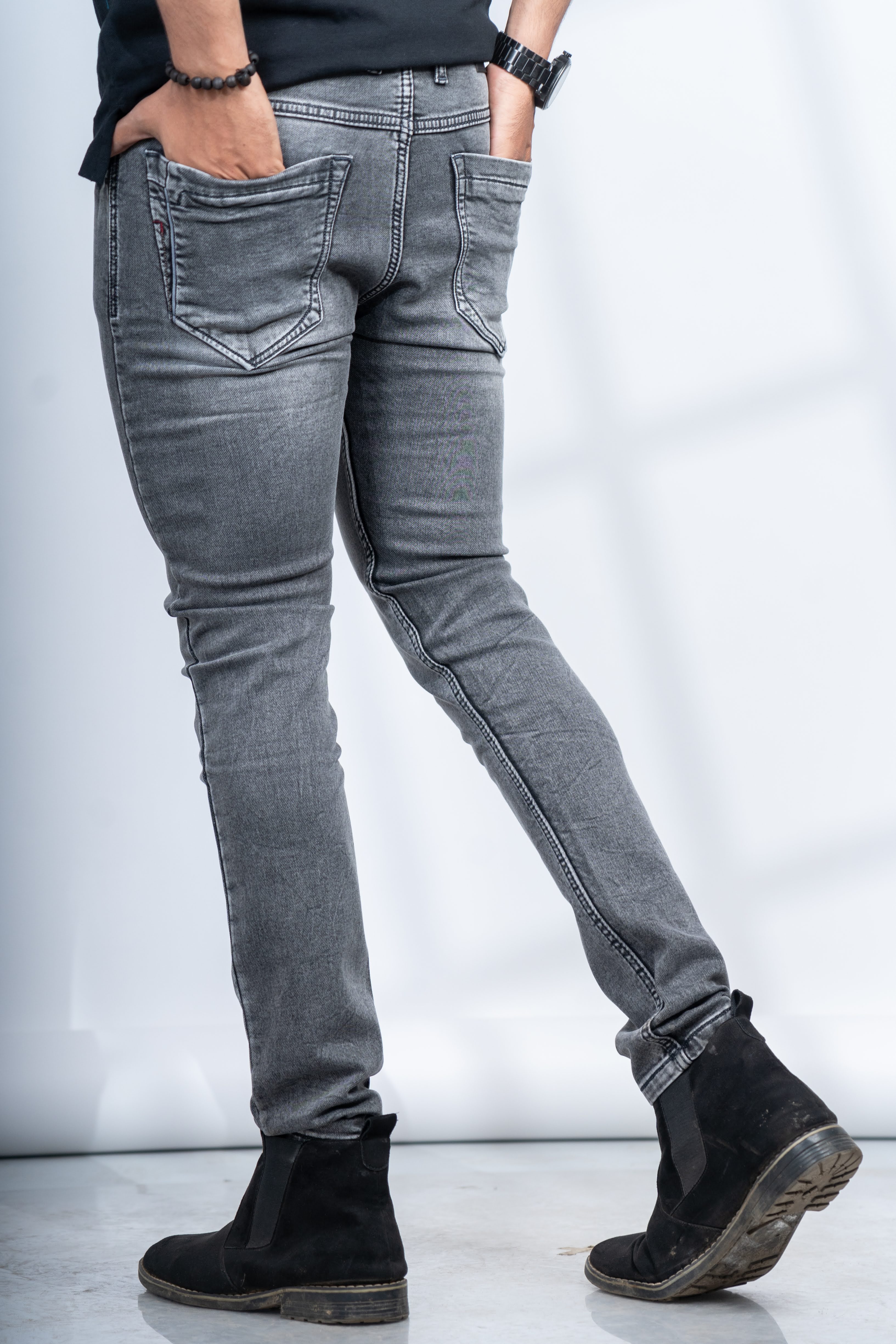 STONE GREY SKINNY FIT JEANS