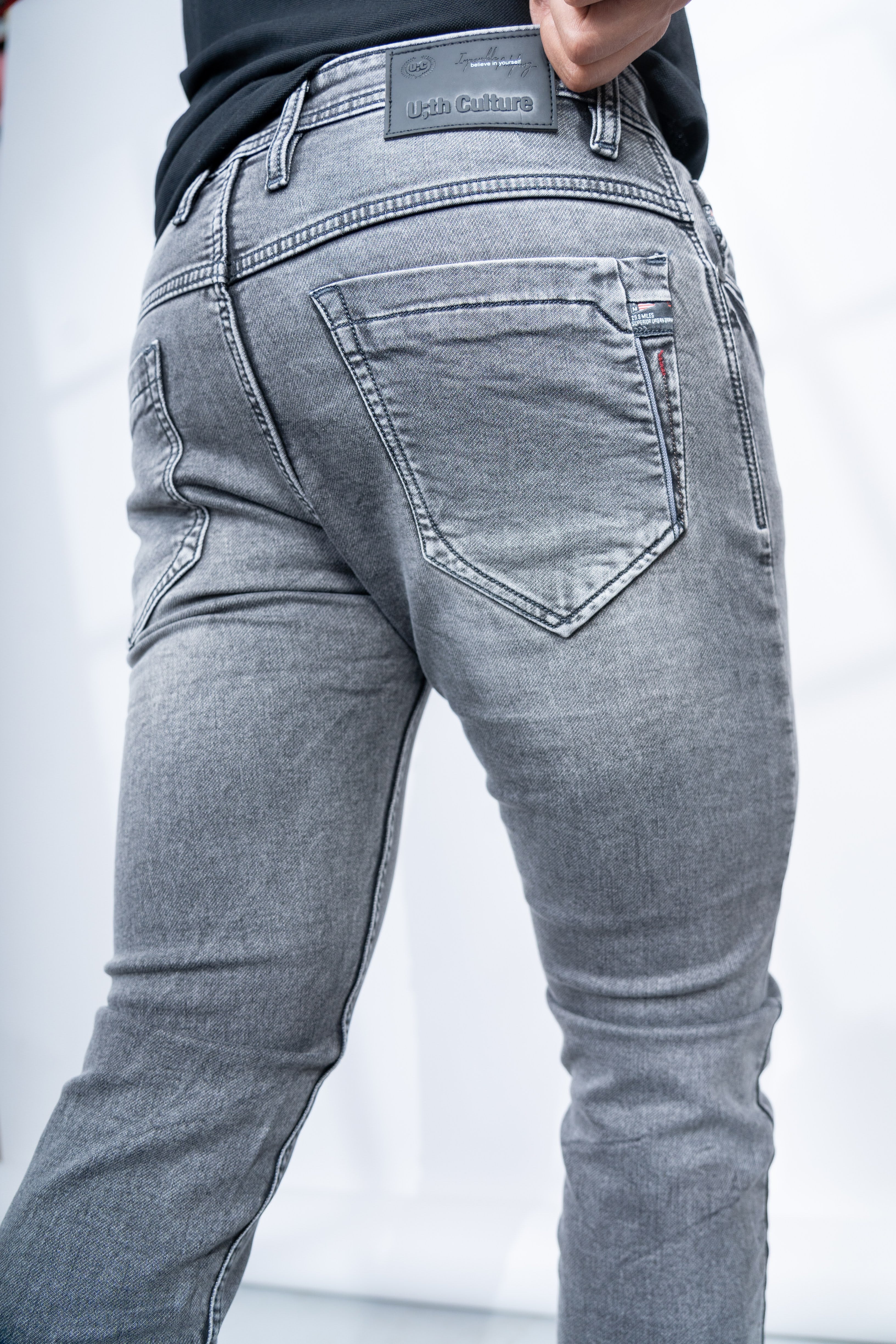 STONE GREY SKINNY FIT JEANS