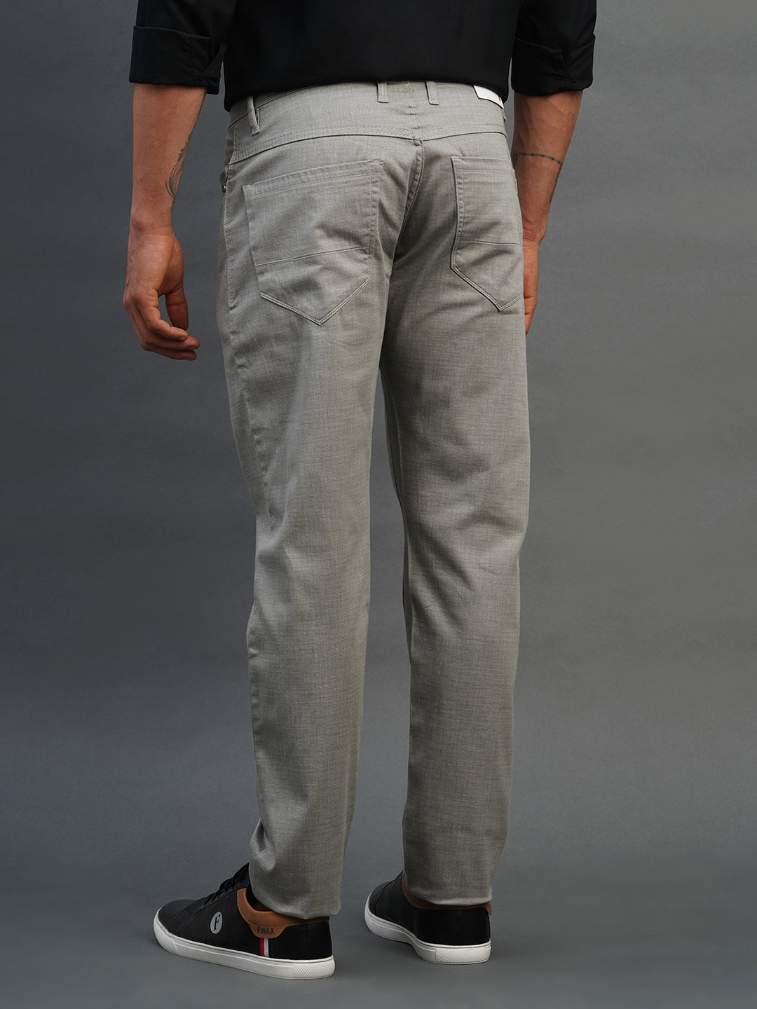 OLIVE GREY SLIM FIT DUST FREE TROUSERS