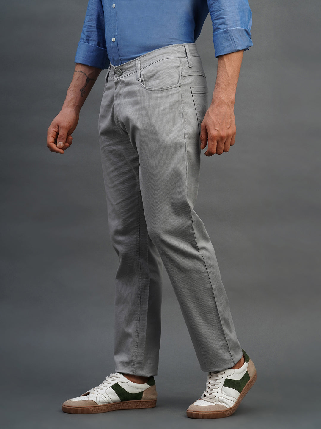 LIGHT GREY SLIM FIT DUST FREE TROUSERS