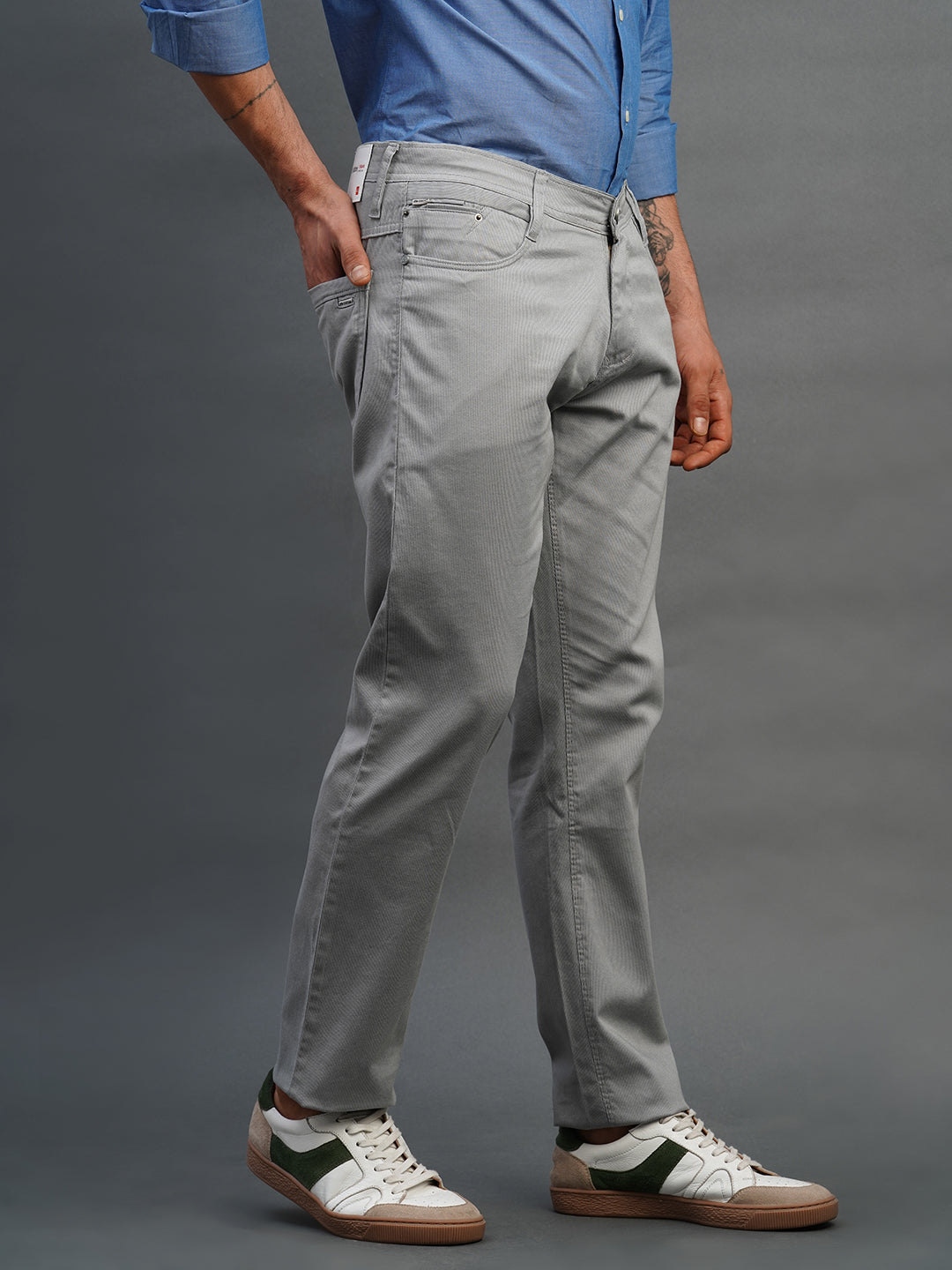 LIGHT GREY SLIM FIT DUST FREE TROUSERS