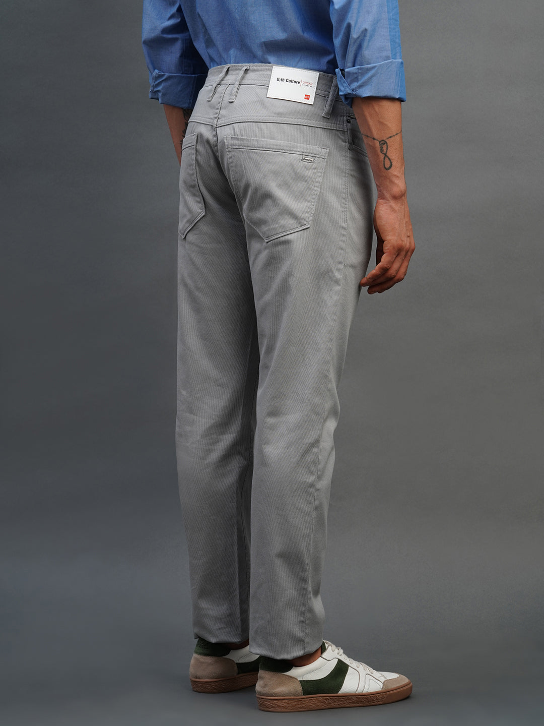 LIGHT GREY SLIM FIT DUST FREE TROUSERS