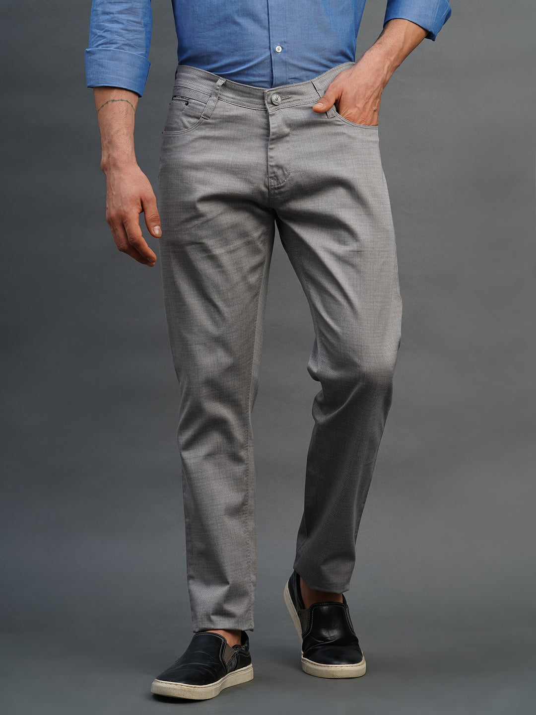 GREY SLIM FIT DUST FREE TROUSERS