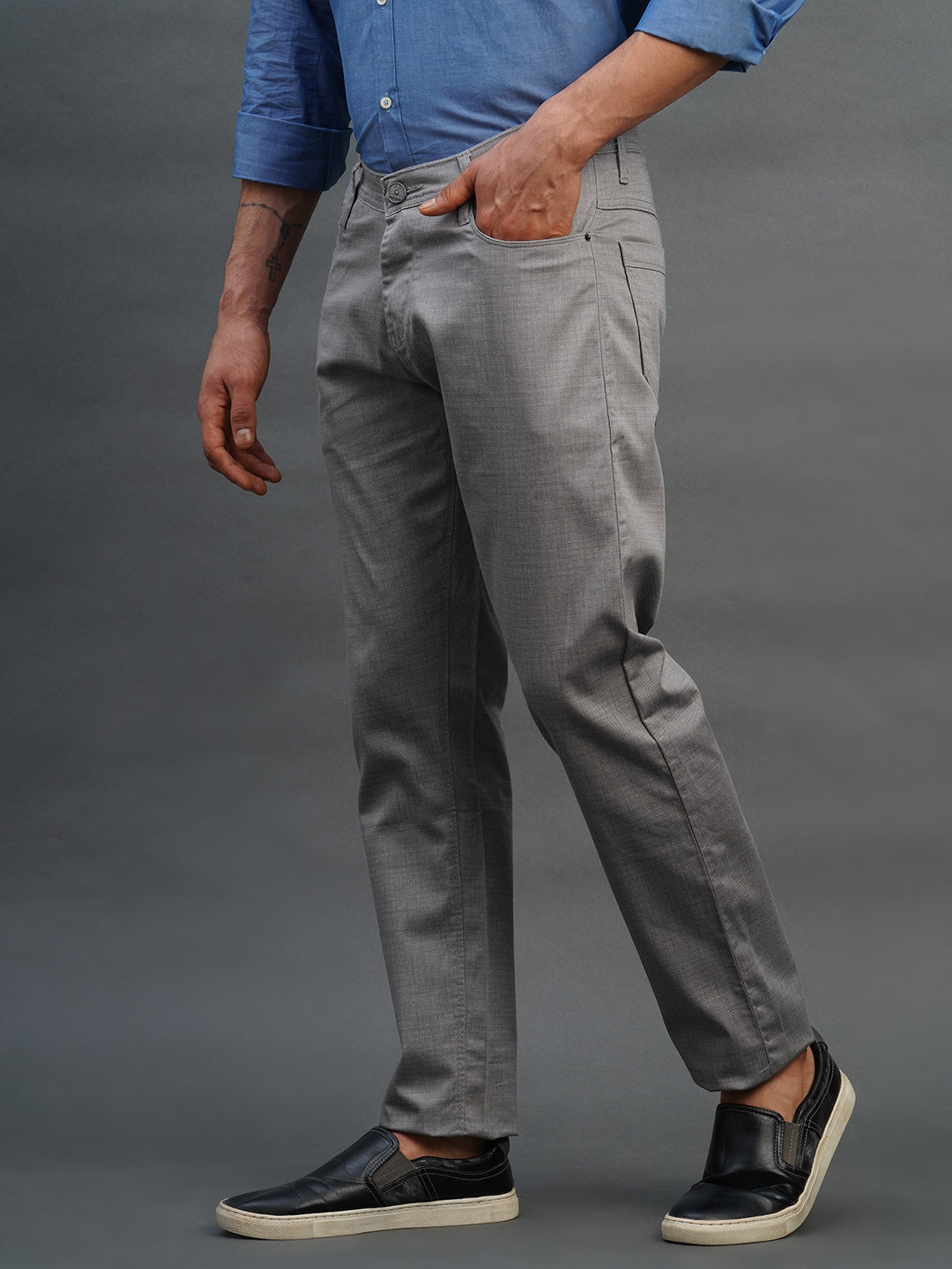 GREY SLIM FIT DUST FREE TROUSERS