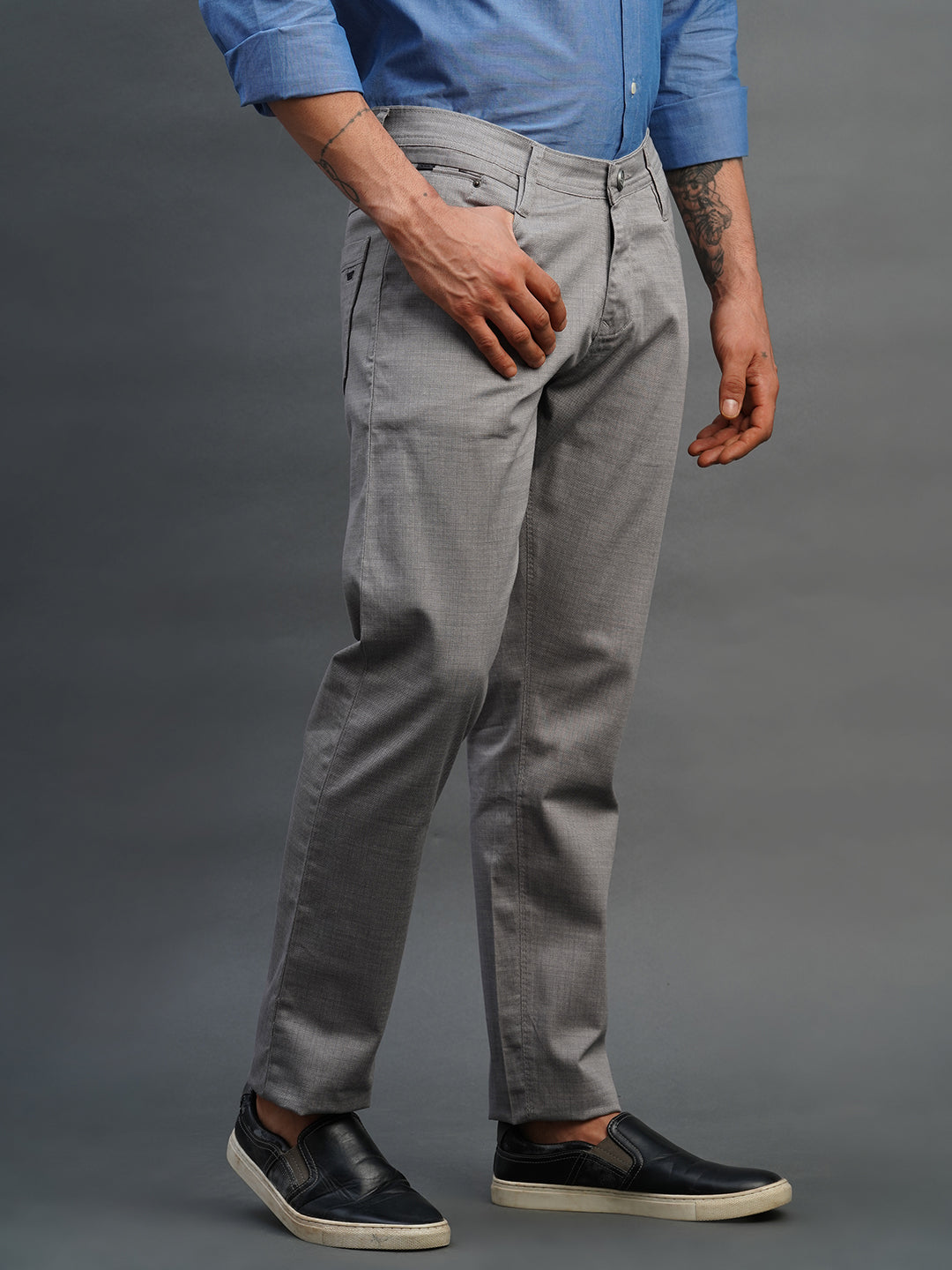 GREY SLIM FIT DUST FREE TROUSERS