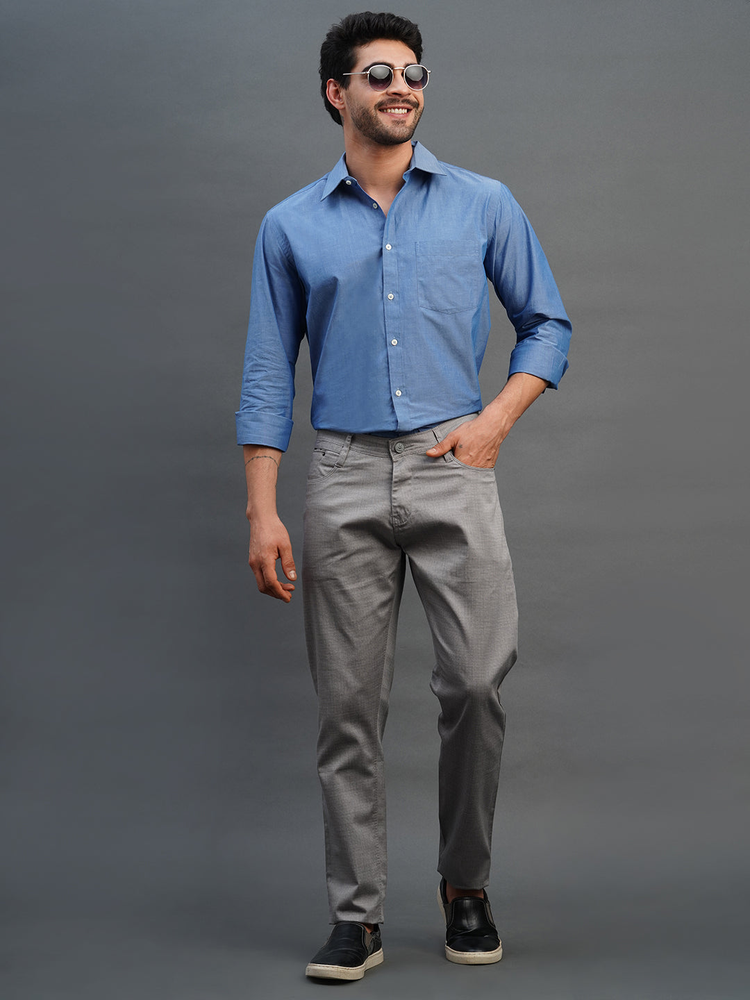 GREY SLIM FIT DUST FREE TROUSERS