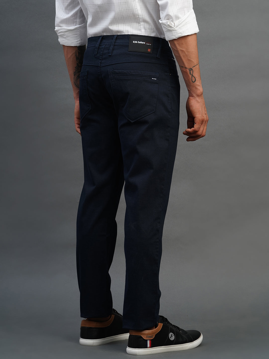 NAVY BLUE SLIM FIT DUST FREE TROUSERS
