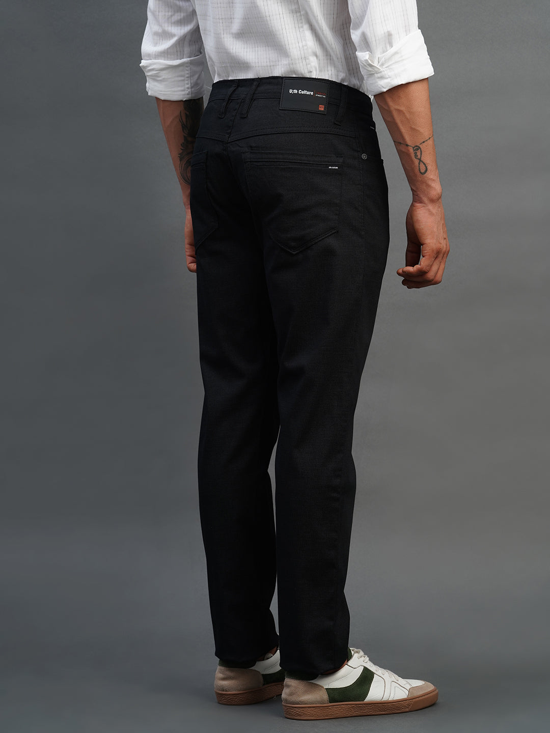 SOLID BLACK SLIM FIT DUST FREE TROUSERS