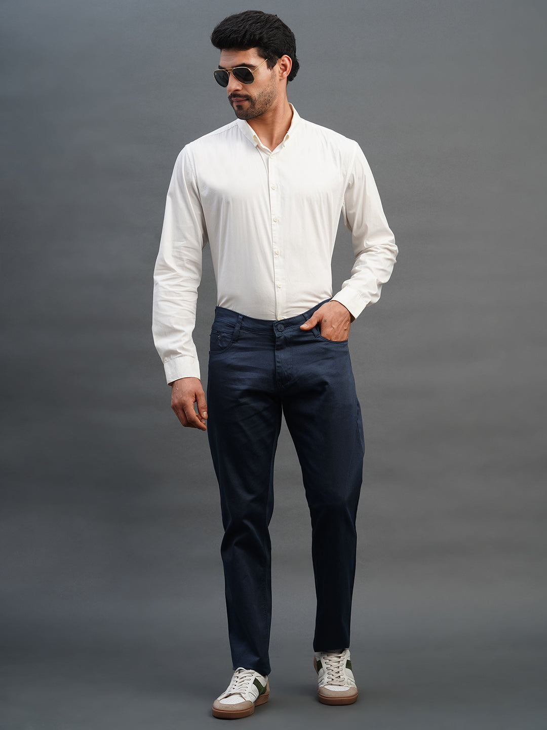 BLUE SLIM FIT DUST FREE TROUSERS