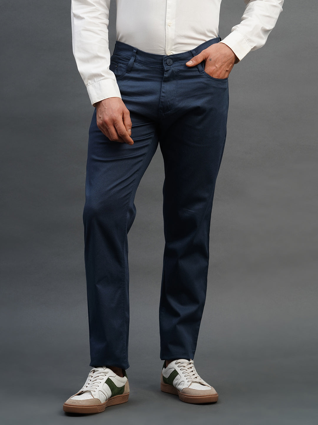 BLUE SLIM FIT DUST FREE TROUSERS