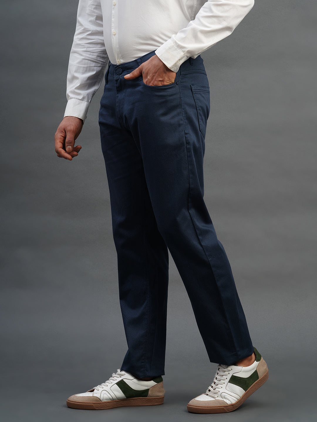 BLUE SLIM FIT DUST FREE TROUSERS