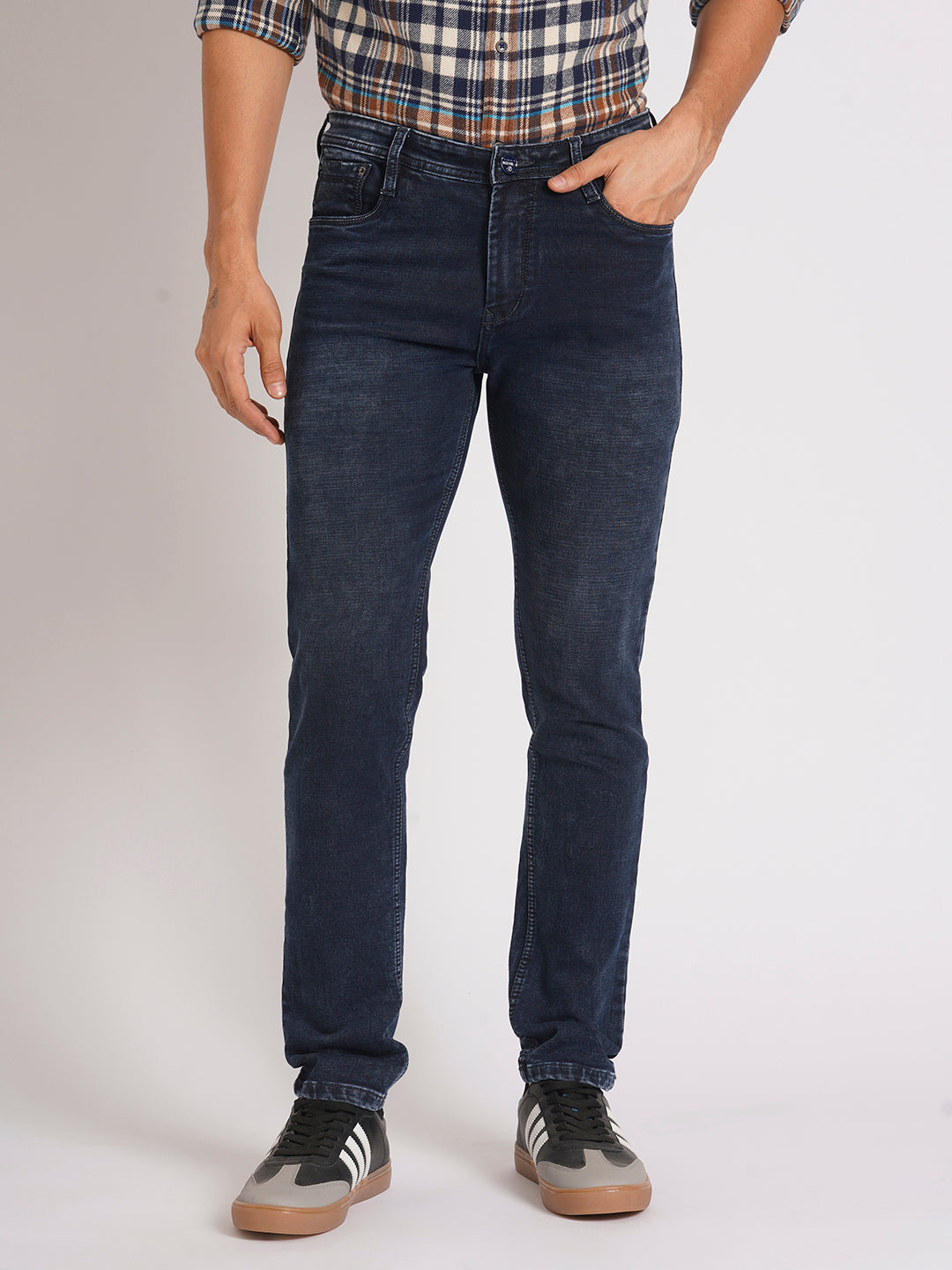 DARK FADED BLUE SKINNY FIT JEANS